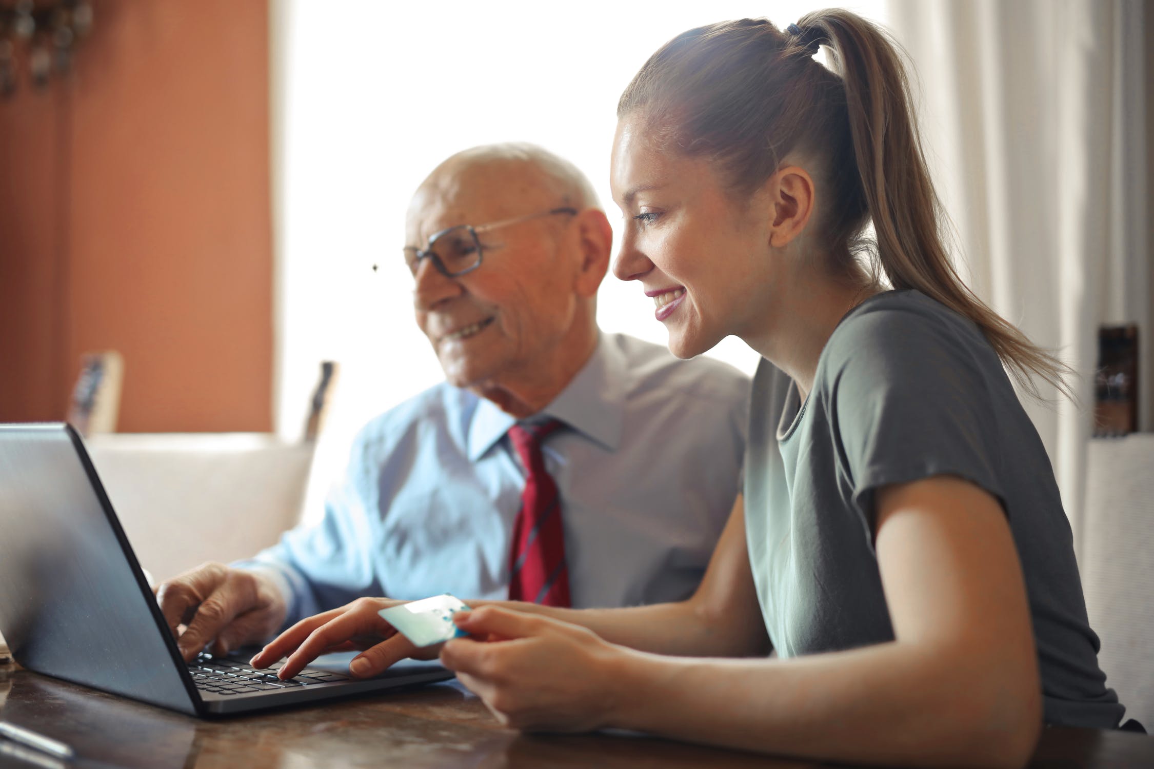 Happy elderly man thanks to The Senior Living Locators